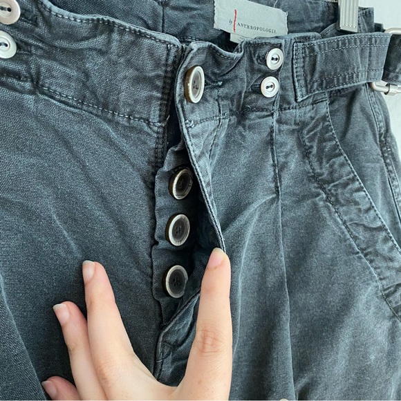 Anthropologie Canvas Paper Boy High Waist Pleated Cropped Gray Pants size 25 - Picture 3 of 7